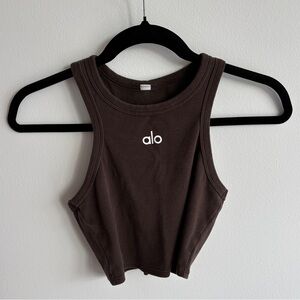 Alo Yoga Brown Inspire Racerback Logo Tank Top